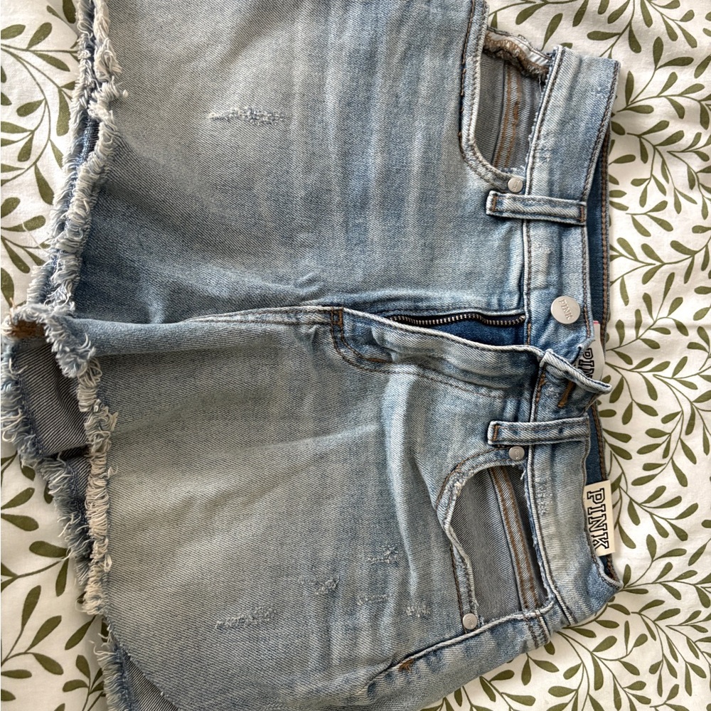 PINK Victoria's Secret Women's Distressed Blue Denim Shorts